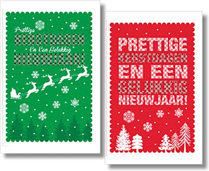 20 Kerstkaarten - Folie - Witte envelop - 10,5 x 16 cm