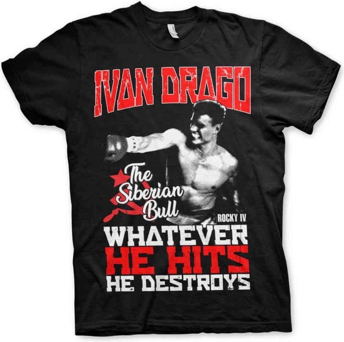 Rocky Heren Tshirt -M- Ivan Drago The Siberian Bull Zwart