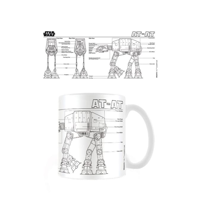 Star Wars AT-AT schets mok (Wit/zwart)