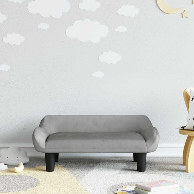 vidaXL - Kinderbank - 70x40x24 - cm - fluweel - lichtgrijs