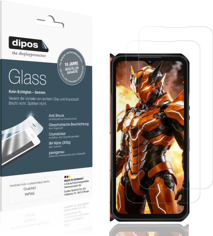 dipos – 2x Pantserfolie geschikt voor Oukitel WP66 | 9H Screenprotector