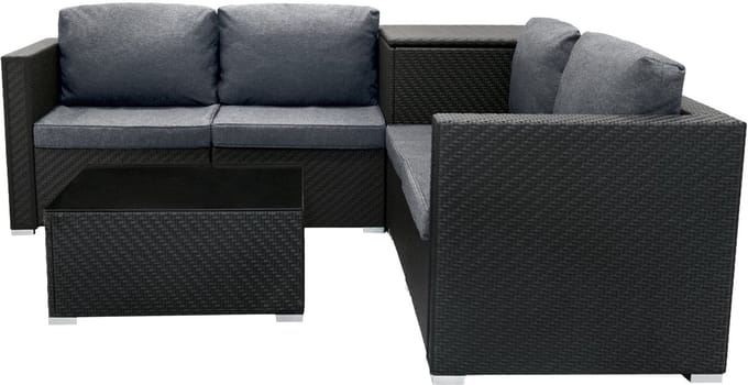 Rotan modulaire 6-delige set - zwart - 250l opbergbox