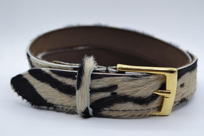 Damesriem met superleuke zebraprint - 3cm brede dames riem van koehuid met zebraprint maat 85