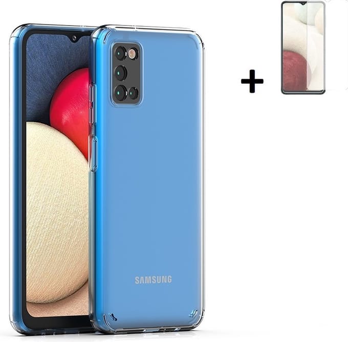 Geschikt voor Samsung Galaxy A03s Hoesje - A03s Screenprotector - A03s Hoesje Transparant Siliconen Case + Screenprotector