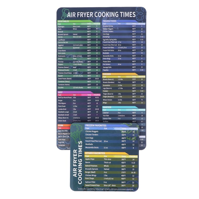 2 Pièces Feuille de Temps Magnétique Guide de Référence Rapide Tableau des Temps de Cuisson pour Friteuse Accessoire pour Friteuse blue