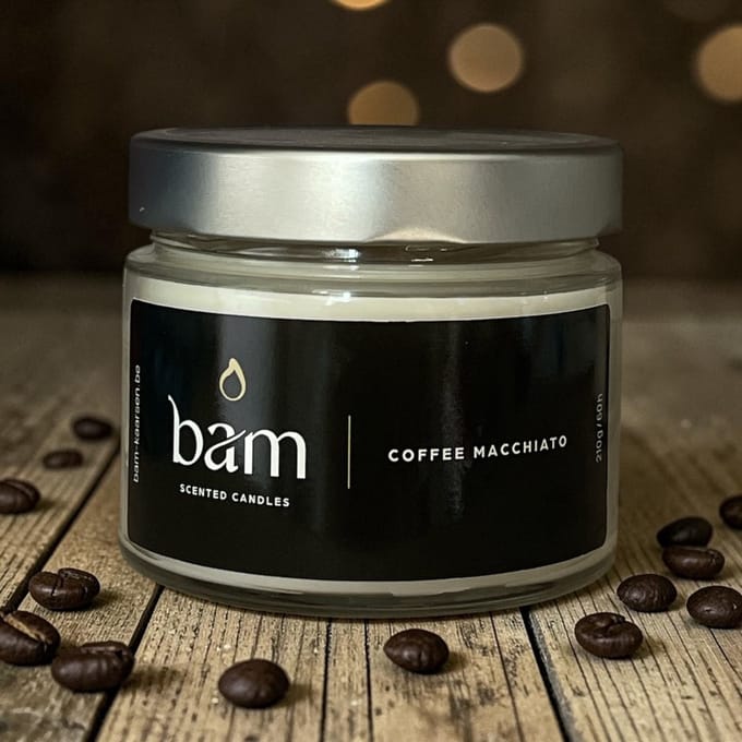 BAM Coffee Macchiato Geurkaars – Basic Collection Medium – 50 Branduren – 210 g – Zonnebloemwas – Vegan - koffie