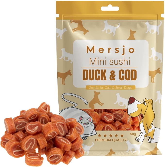 Mersjo - Kattensnack - Mini Sushi met Eend en Kabeljauw - 50g - Graanvrij