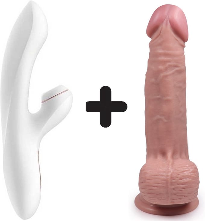 Satisfyer Pro + Gspot met Handful Medium Dildo Combinatie Voordeel Set