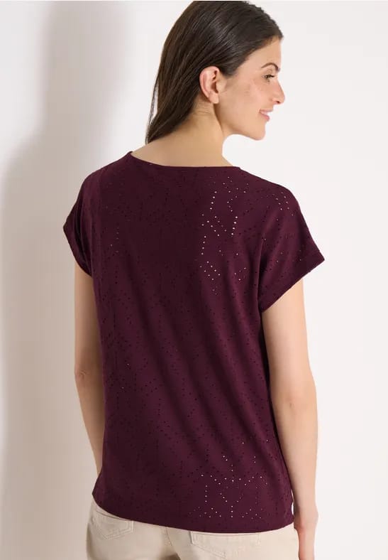 Shirt met boothals in ajour look