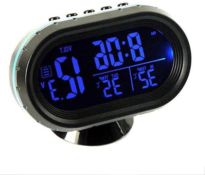 Multifunctionele elektronische LCD-autothermometer en wekker 12-24 V