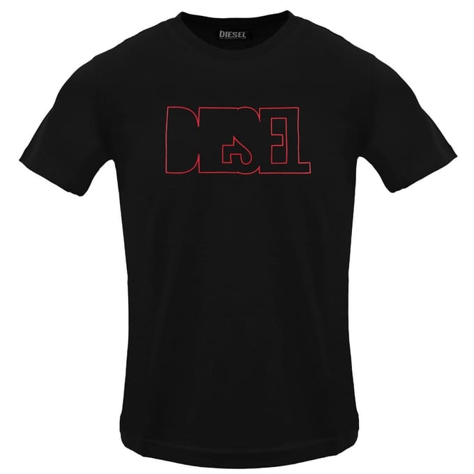 Diesel Outlined Logo Zwart Kaviaar T-shirt