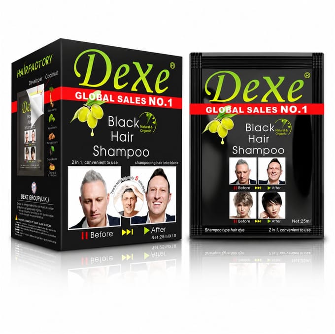 Haarverf Shampoo - 400ml x 20 Stuks - Zwart - 5 Minuten Directe Kleurshampoo - Dexe