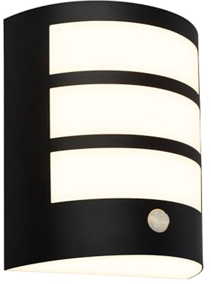 LED Wandlamp met Bewegingsmelder en Schemerlichtsensor - Oplaadbare Buitenlamp 18x15x7 cm - Zwart