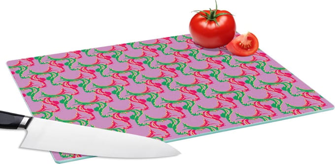 Glazen Snijplank - 39x28 - Hert - Patroon - Paars - Snijplanken Glas