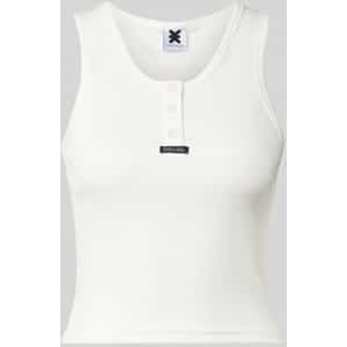 Slim fit top van katoenmix met logoprint