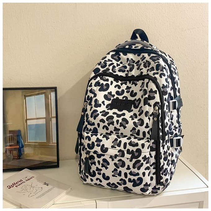 Nouveau Sac à Dos Harajuku Vent Vache Léopard Sac à Dos Collège Léger Campus Étudiants Sac à Dos. . black