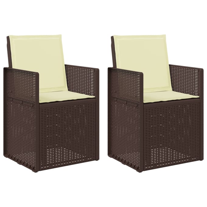 vidaXL - Tuinstoelen - 2 - st - Bruin - en - crèmekleurig - PP