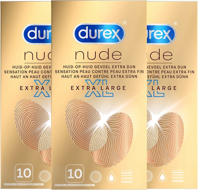 Durex Condooms Nude XL 10st - 3 Stuks - Voordeelverpakking