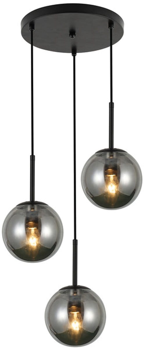 Haobosic - Glas Hanglamp - Zwart - 3-Licht - E14 (Excl. Lamp)