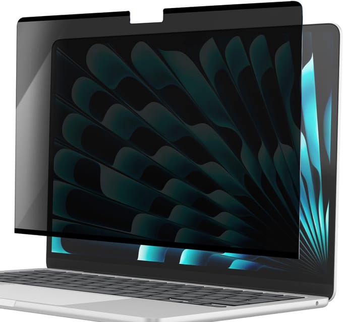 MYWAY, Screenprotector geschikt voor MacBook Air 15 (M4/M3/M2) - Privacy Filter, Transparant zwart