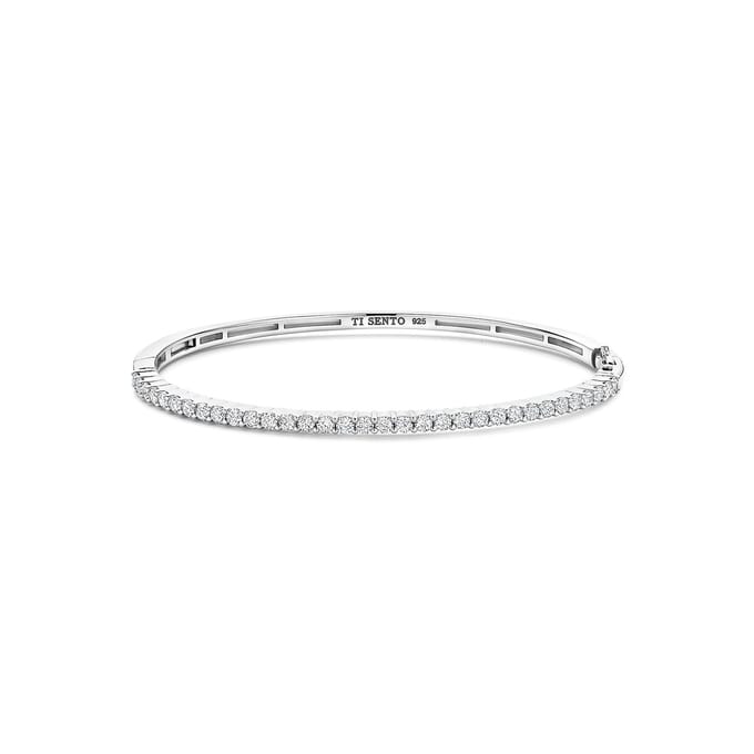 TI SENTO Dames Armband - 925 zilver - Zirconia wit - Maat M - 23097ZI