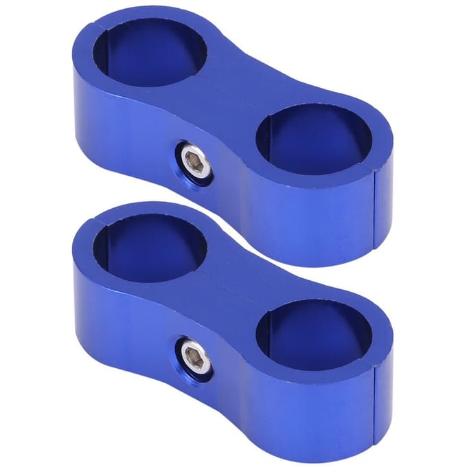 2 stuks AN6 Gevlochten Slang Separator Klem Fitting Adapter Beugel Universeel Blue blauw