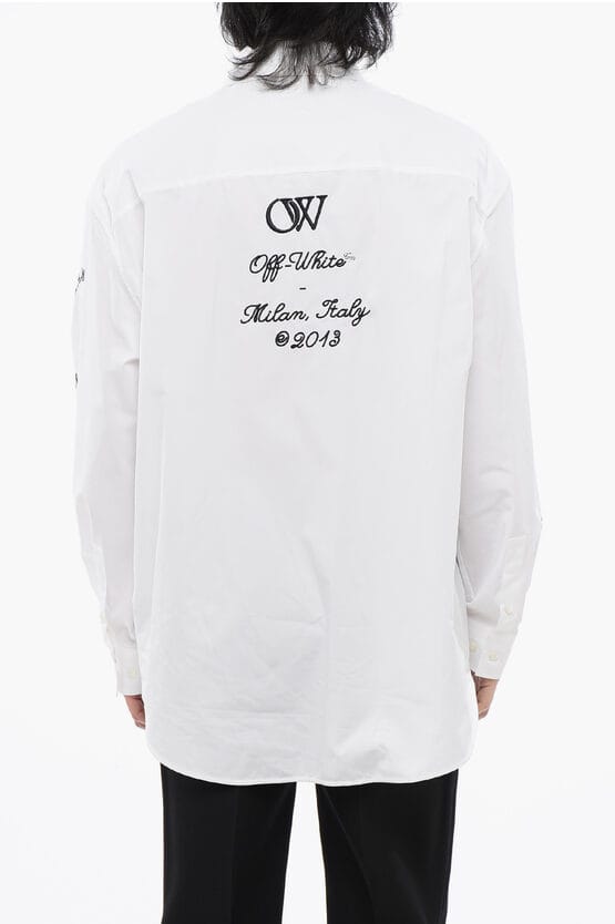 Oversize Fit 23 geborduurd overhemd in wit