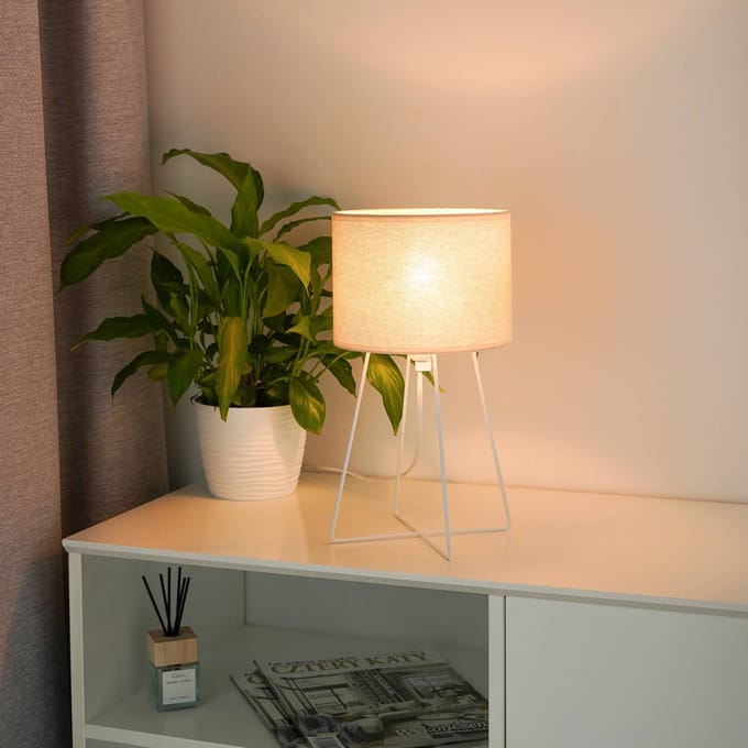 Duolla Tafellamp Trixi met draadframe wit/beige, stof, E14
