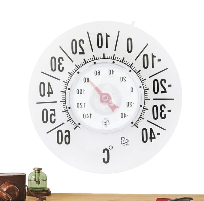 Binnen Temperatuurmeter - Weerstation Huis - Temperatuur Bewaken - Waterdicht Zuignap - 18 cm Diameter - Wit