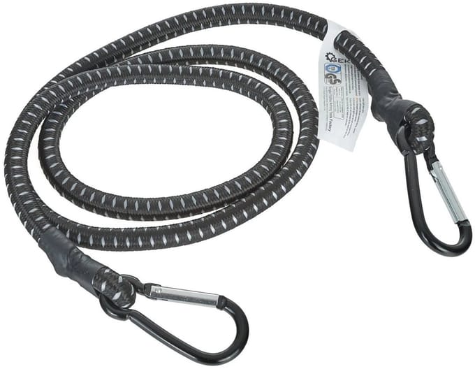 GEKO Elastisch koord met karabijnhaken - 10mm - 120cm - zwart - veelzijdig gebruik