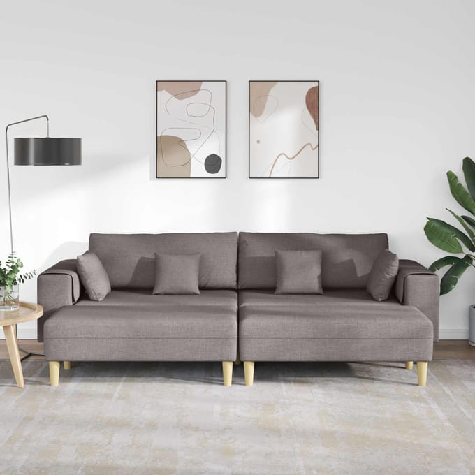 vidaXL Bank met kussen 3 pcs Taupe Stof