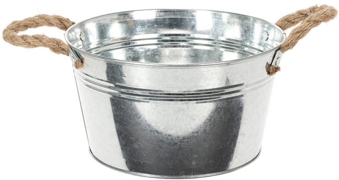 Glanzende metalen kom met touwgrepen, Ø22cm