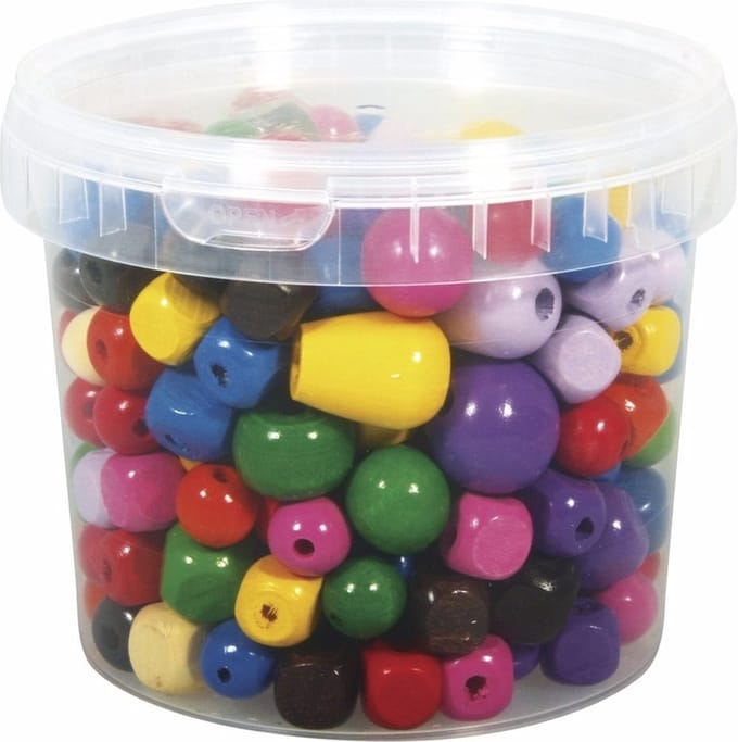 Rayher hobby grote gekleurde houten kralen - 16-25 mm - box van 350 gram