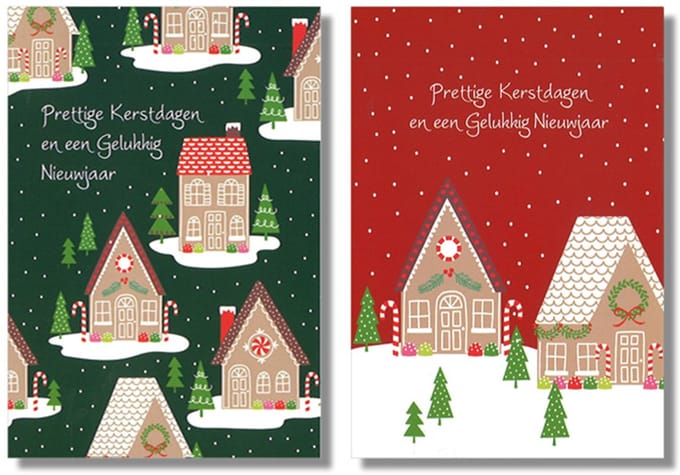 MGPcards - 10 Dubbele wenskaarten - Kerstkaarten / Nieuwjaar - Witte envelop - 10 x 14 cm - 2 Motieven per doosje