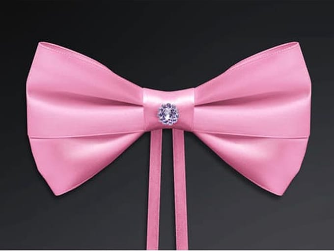 Partydeco - Strik roze steentje (4st)