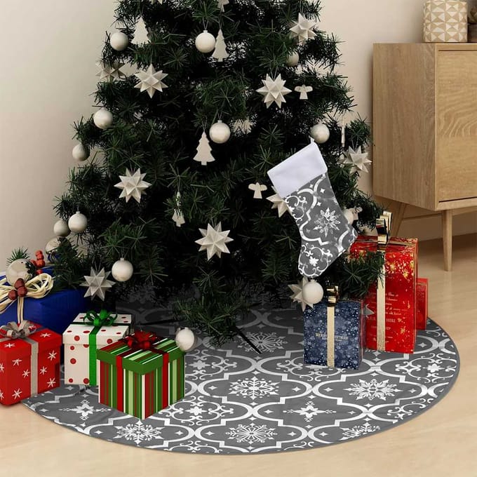 vidaXL - Kerstboomrok - luxe - met - sok - 122 - cm - stof - grijs