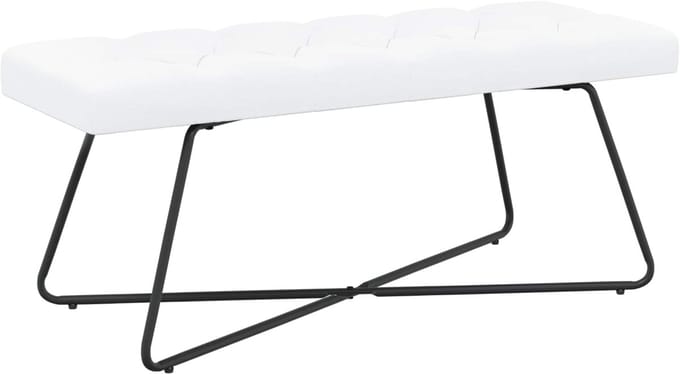 vidaXL - Bank - met - knopen - tufting - Wit - 110 - x - 40 - x - 46 - cm - Stof