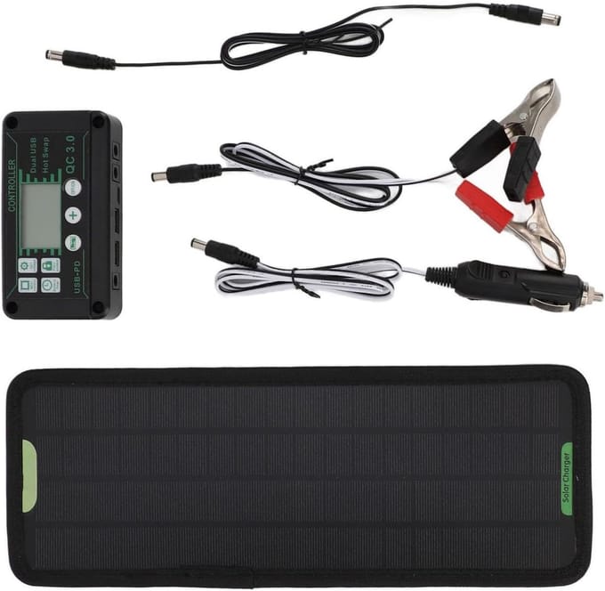 Zonne-laadregelaar - Acculader Controller - Accu Onderhoud - MPPT Techniek - 32 x 12 cm - Zwart