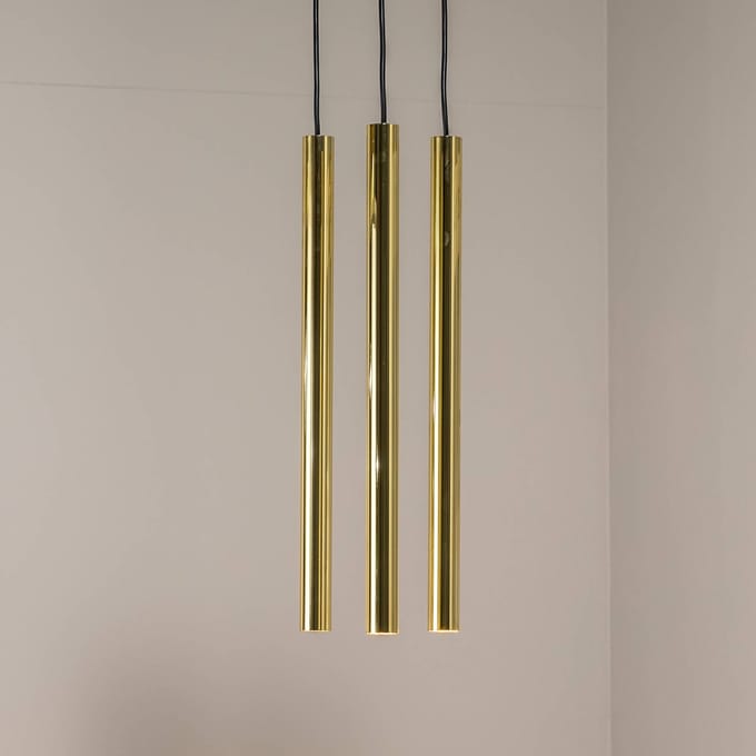 Euluna Hanglamp Sone, baldakijn rond, 3-lamps, messing