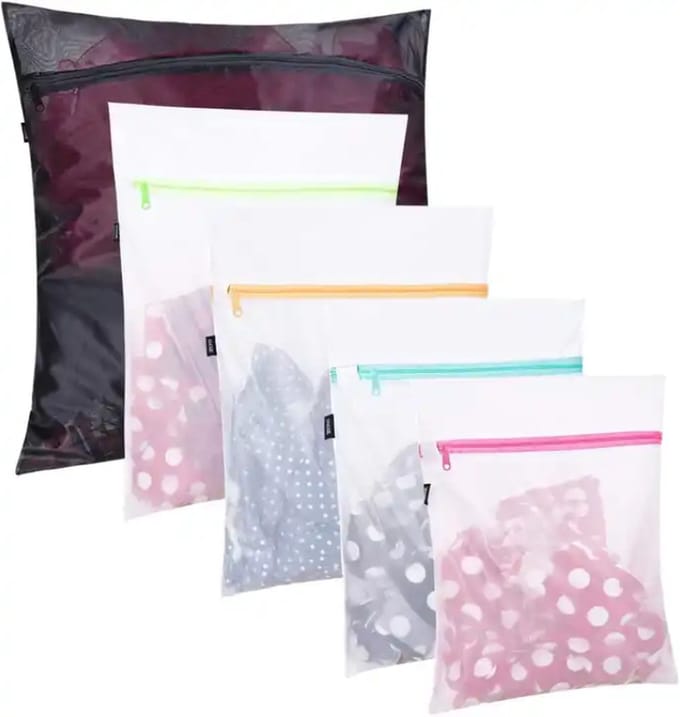 Igoods Waszakken - Wasnetten - Set van 5 - Transparant - Polyester - Laundry Bag - Wasgoed