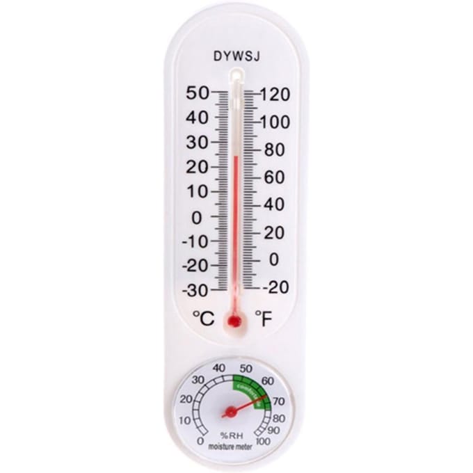 Binnen Verticale Thermometer Hygrometer Wandgemonteerde Huishoudelijke Kas Temperatuur en Vochtigheid wit