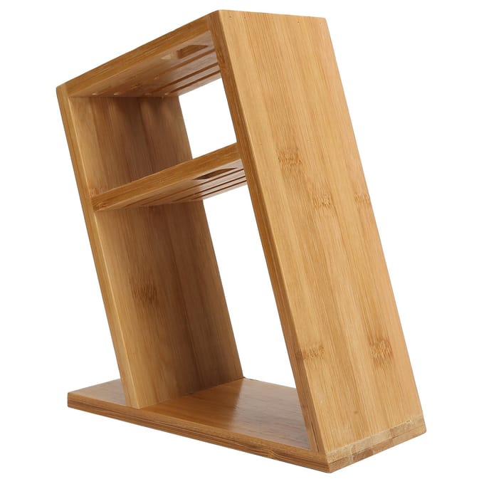 Bamboe Messenhouder Schuin Keukenmessenhouder Multifunctioneel Bamboe Rek Holle Ventilatie beige