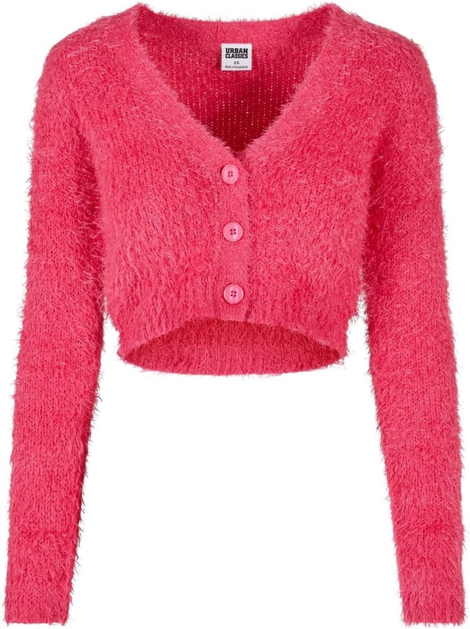 Urban Classics - Cropped Feather Cardigan - XXL - Roze