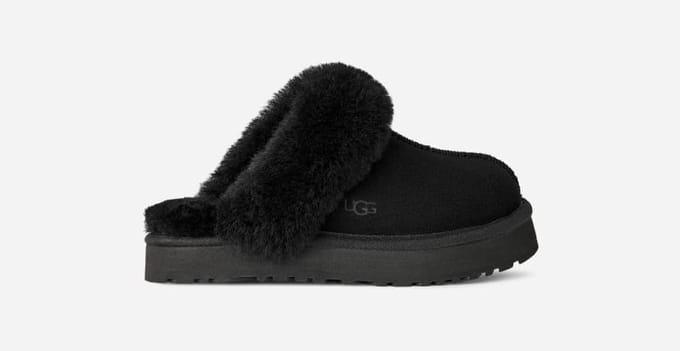 UGG® Disquette for Kids in Black, Size 5, Suede/Polyester/Wool