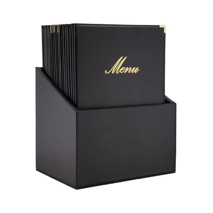 Securit Classic lederstijl 20 sets 4x A4 menukaarten in 1 doos (1 dubbele inleg inbegrepen)