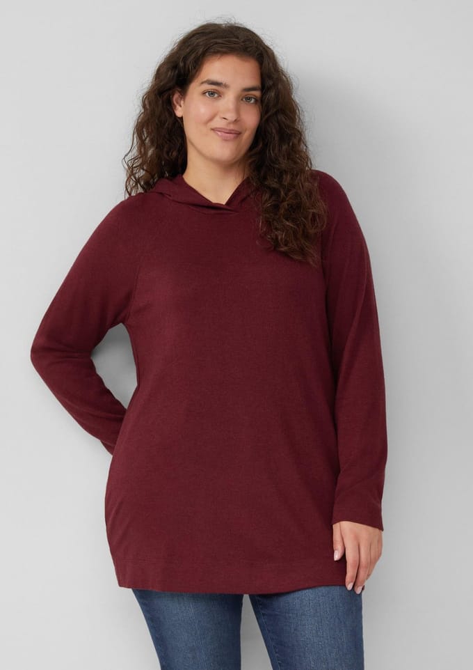 Dames T-shirt met lange mouwen van stretchy jersey met capuchon s.Oliver
