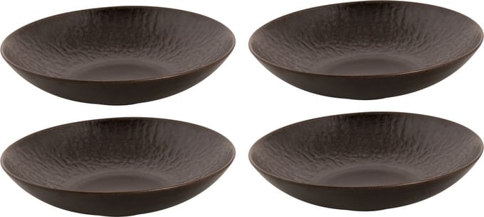 Palmer - Bord diep - Pastabord - Ruston - 22 cm - Bruin - Stoneware - Bordenset - 4 stuks