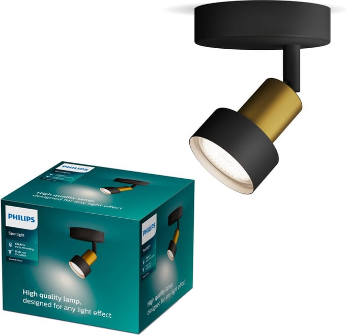 Philips Conduit Spot - Wandspot - Zwart met goud design - GU10 LED fitting