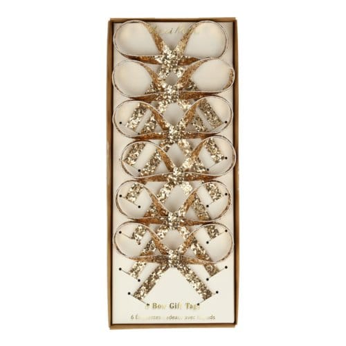 Meri meri kerst - cadeaulabels strikjes goud à 6 stuks