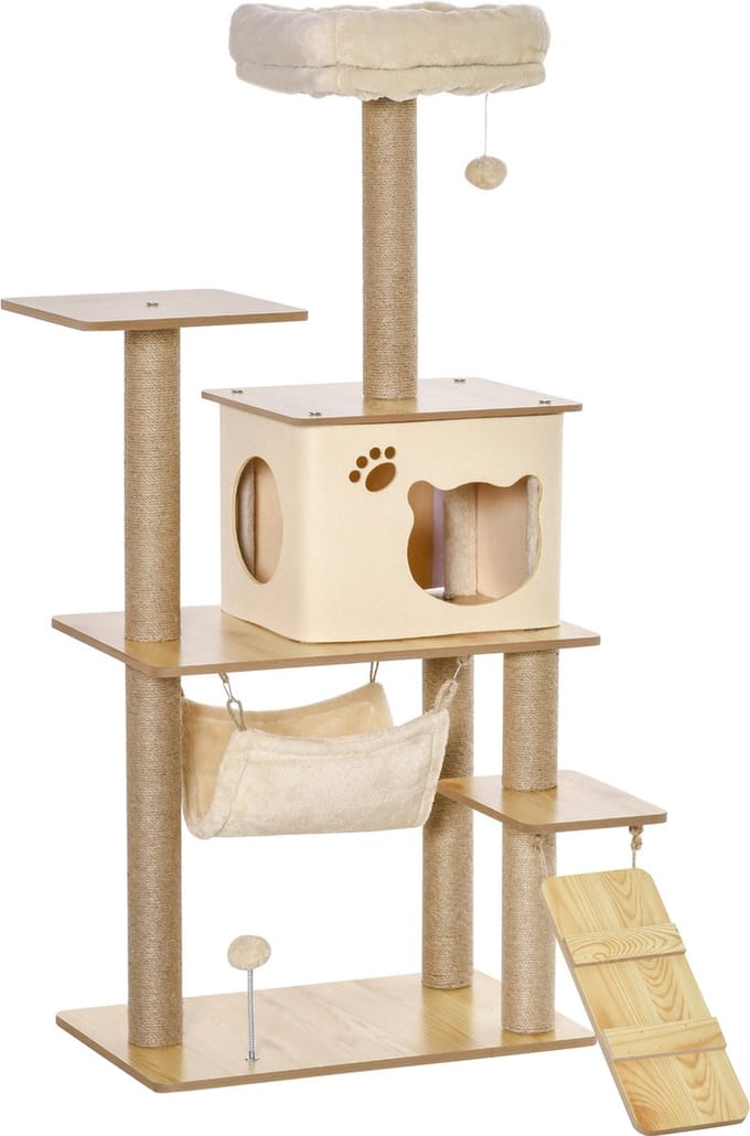 PawHut Krabpaal met kattenhol D30-367